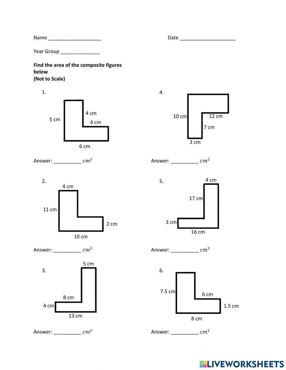 Area - Composite Figures worksheet | Live Worksheets Area - Composite Figures worksheet | Live Worksheets