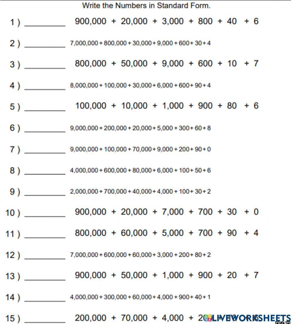 Expanded Form to Standard Form worksheet | Live Worksheets expanded-form-to-standard-form-worksheet-live-worksheets