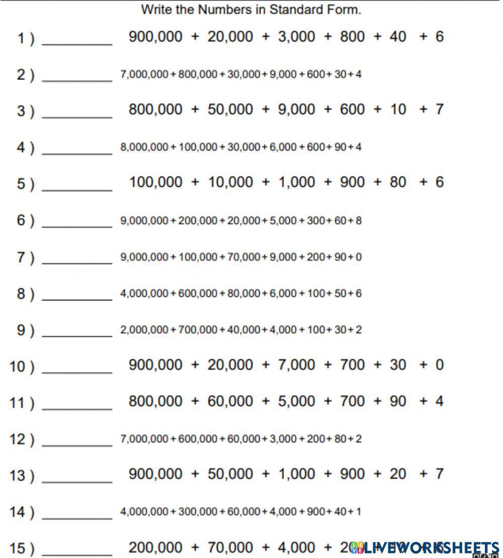 Expanded Form to Standard Form