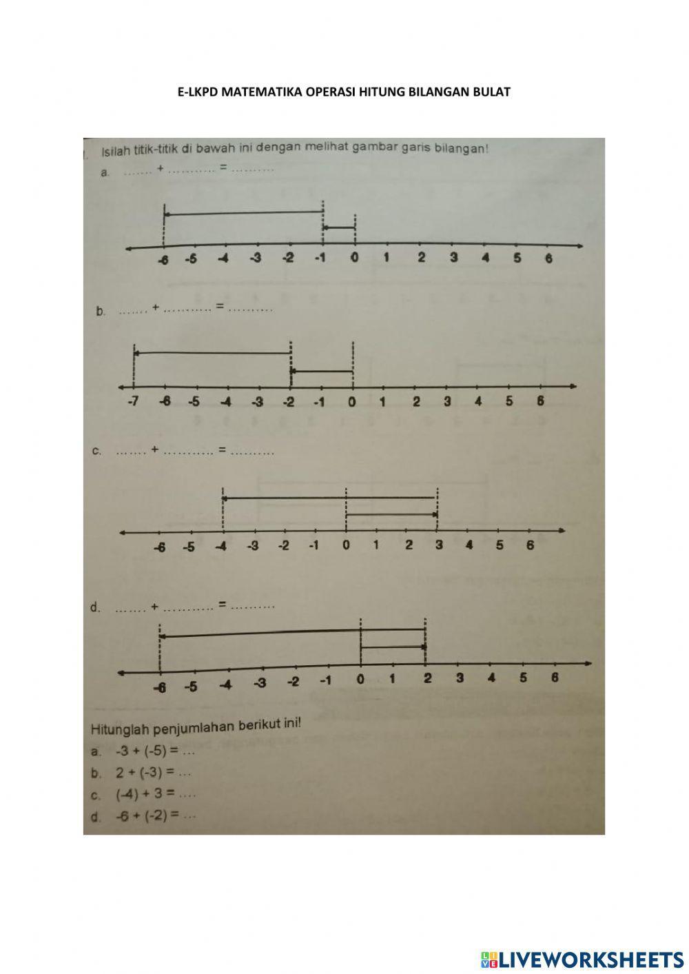 E lkpd operasi hitung bilangan bulat
