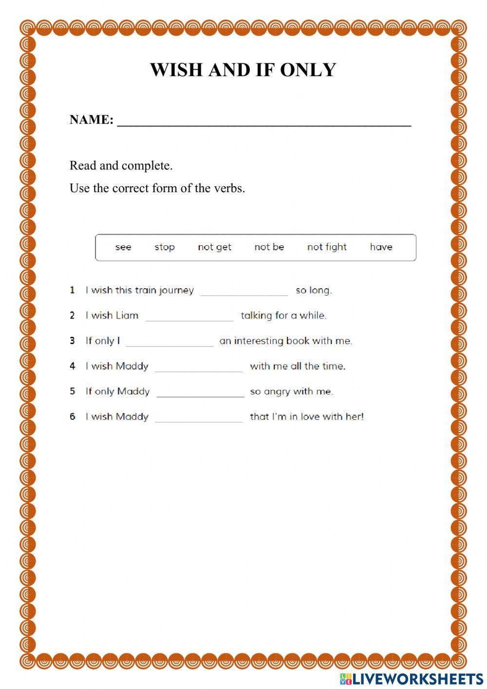 Wish And If Only Activity Live Worksheets wish-and-if-only-activity-live-worksheets