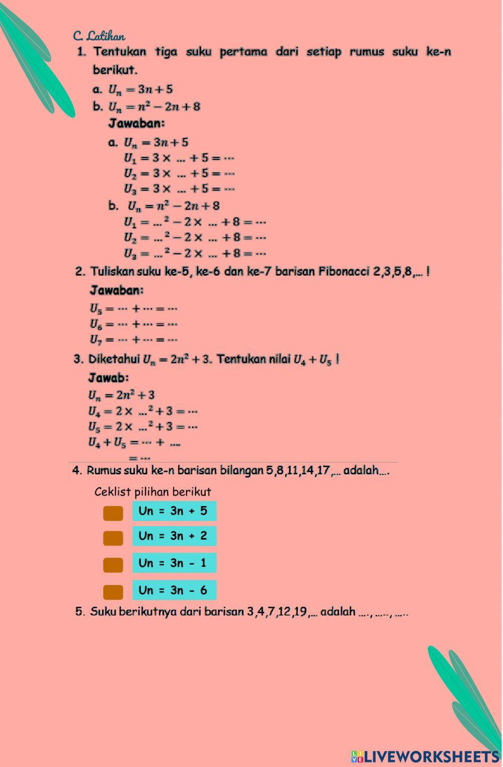 Lkpd pola dan suku-suku barisan bilangan