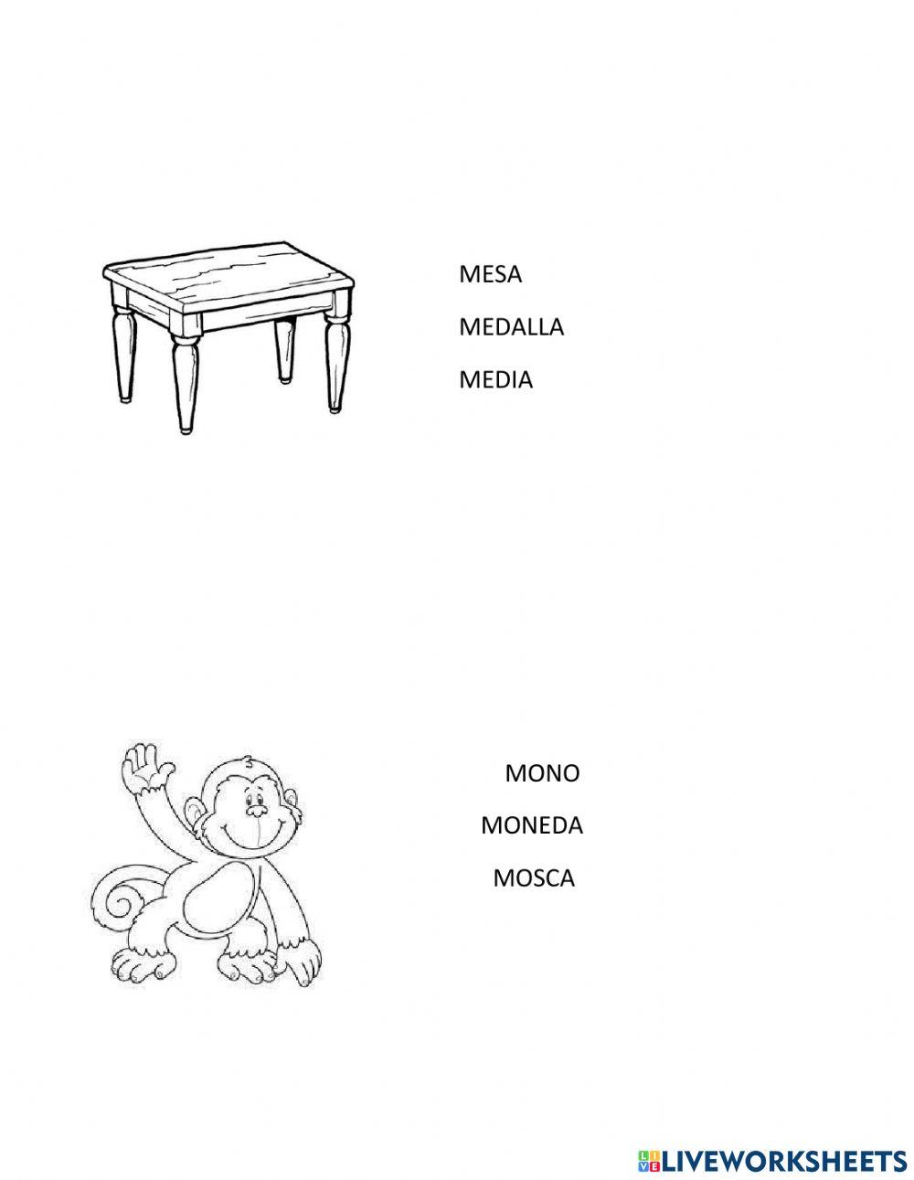 Silaba M- unir con flecha