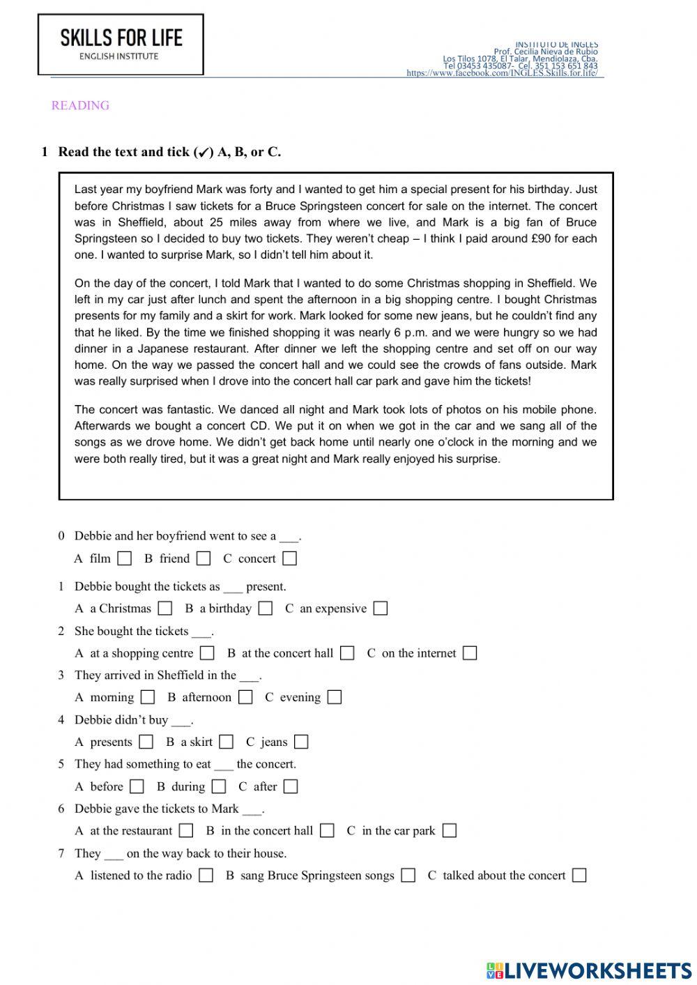 Reading english file elementary unit 7-8