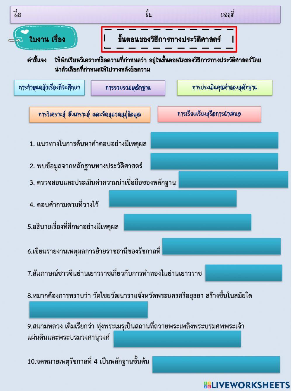 ขั้นตอนและวิธีการทางประวัติศาสตร์
