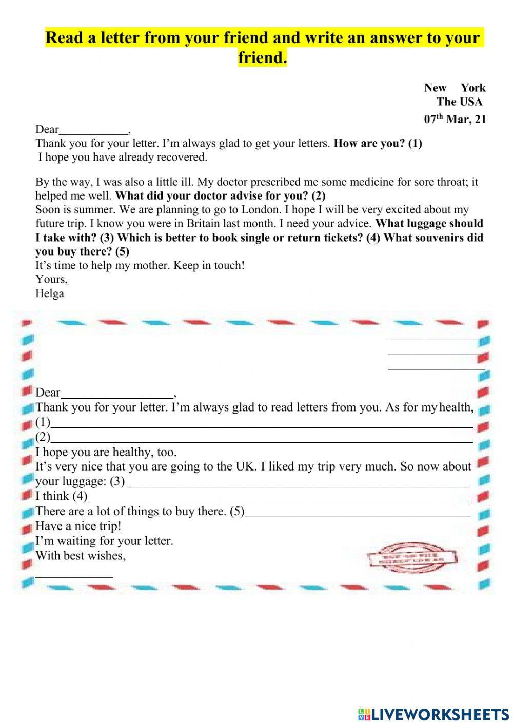 Writing a letter to a friend