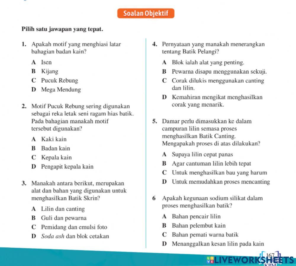 Batik tingkatan 5 kssm