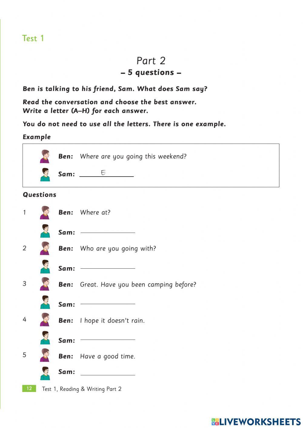 Practice Test Plus Flyers - Reading - Writing Test 1 (Part 1-4)