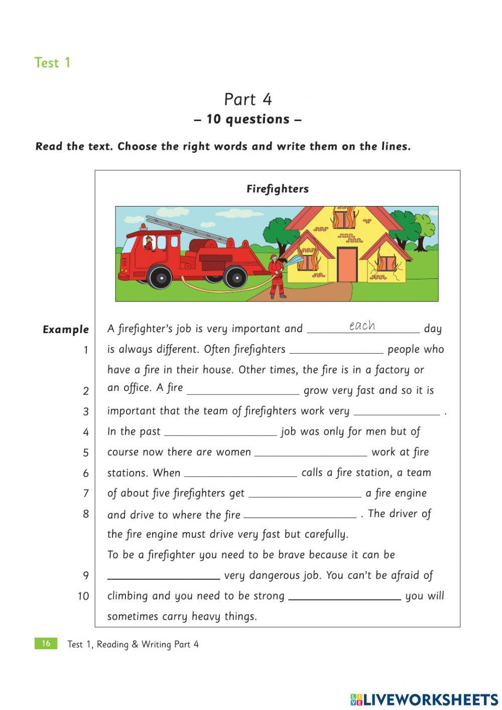 Practice Test Plus Flyers - Reading - Writing Test 1 (Part 1-4)