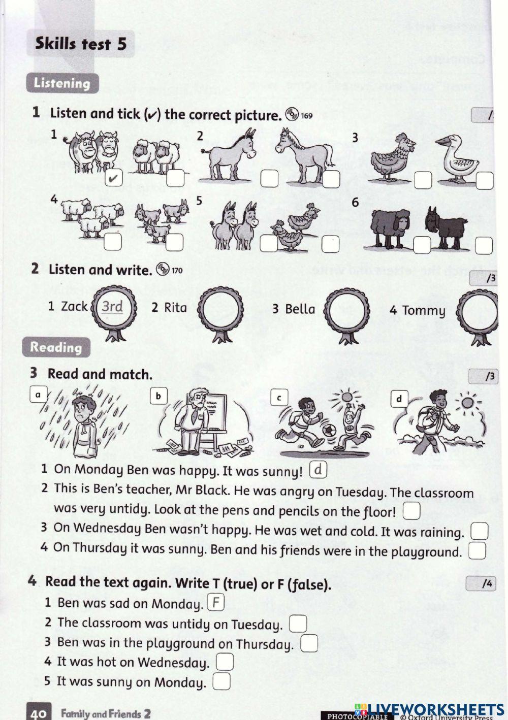 Family and friends 2 final test