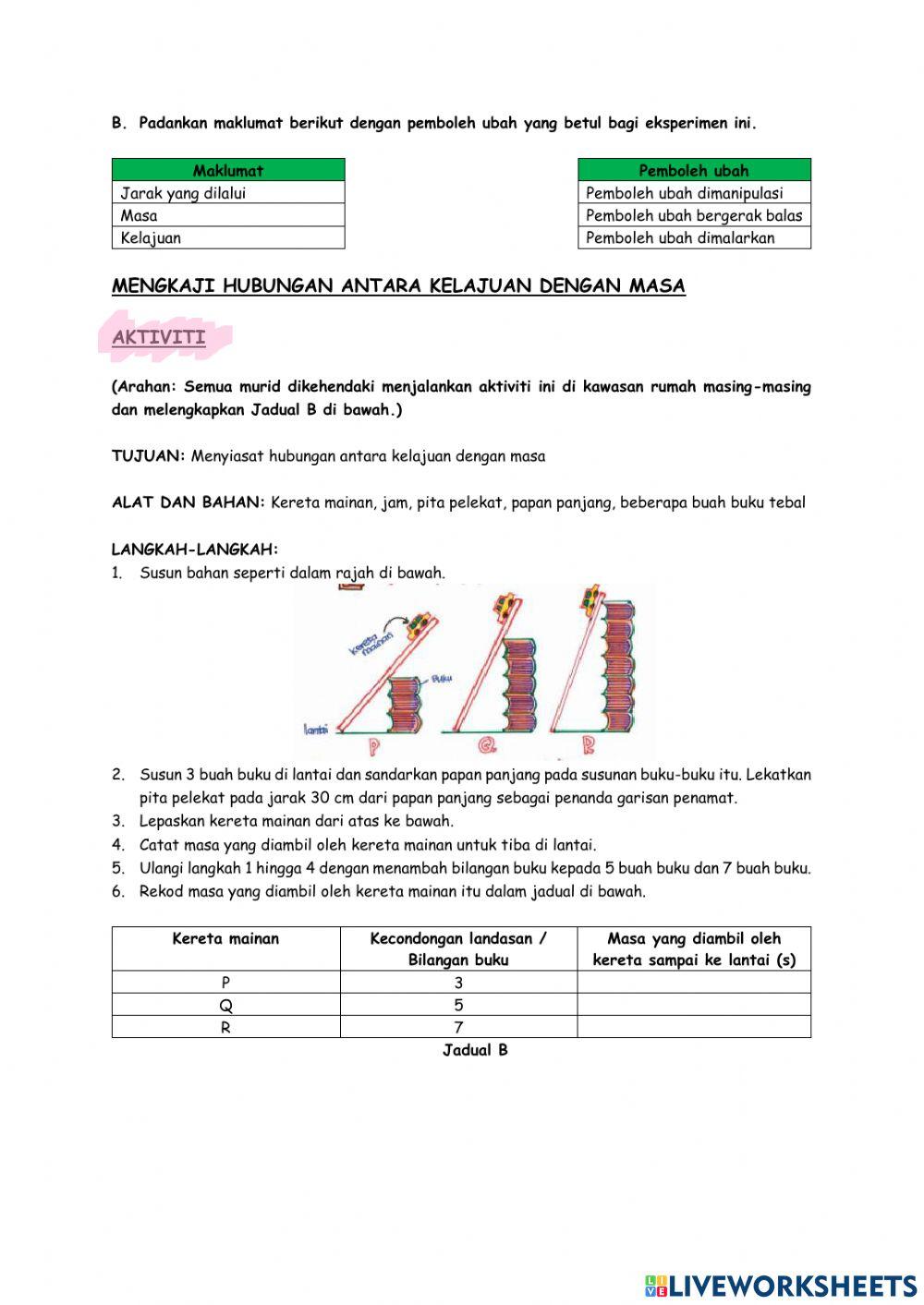Sains tahun 6 unit 7 kelajuan