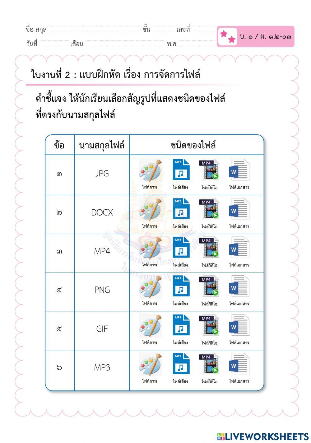 กิจกรรมที่ 2 เรื่อง นามสกุลไฟล์