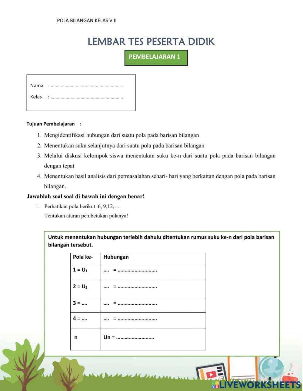 Pola pada barisan bilangan