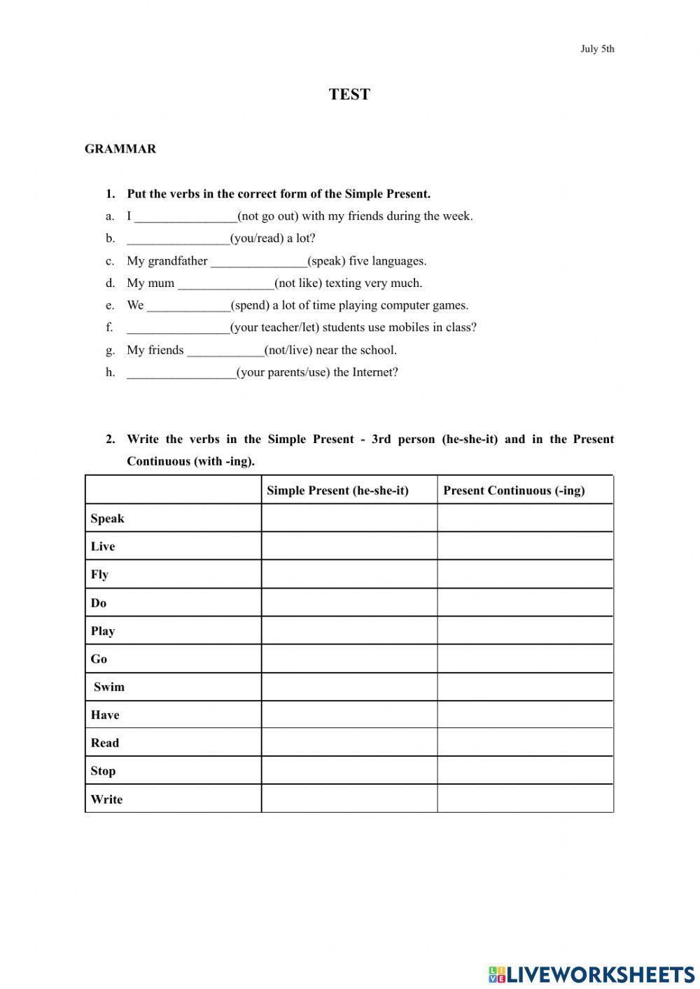 Simple Present-Present Continuous