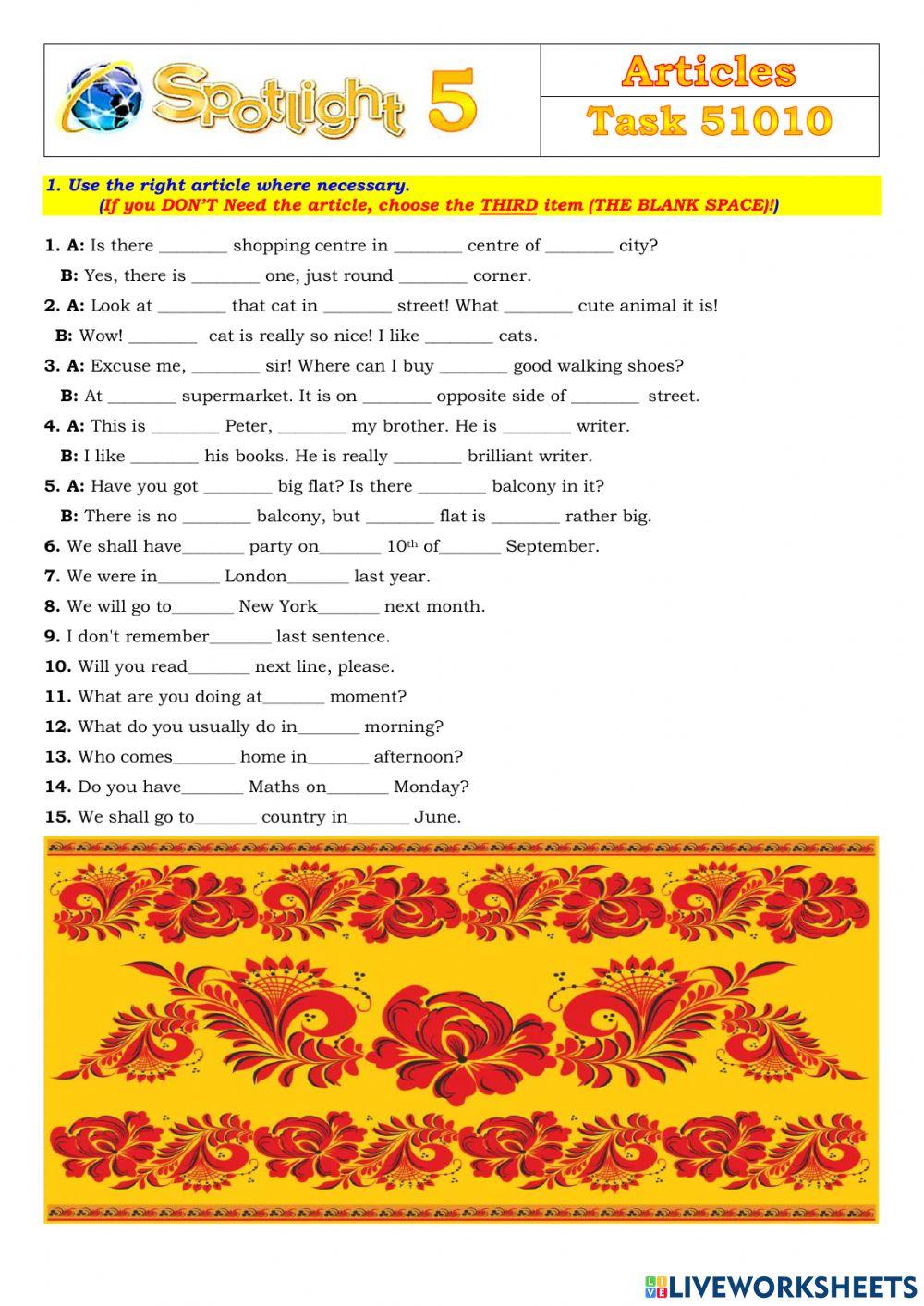 Spotlight 5 Task 51010