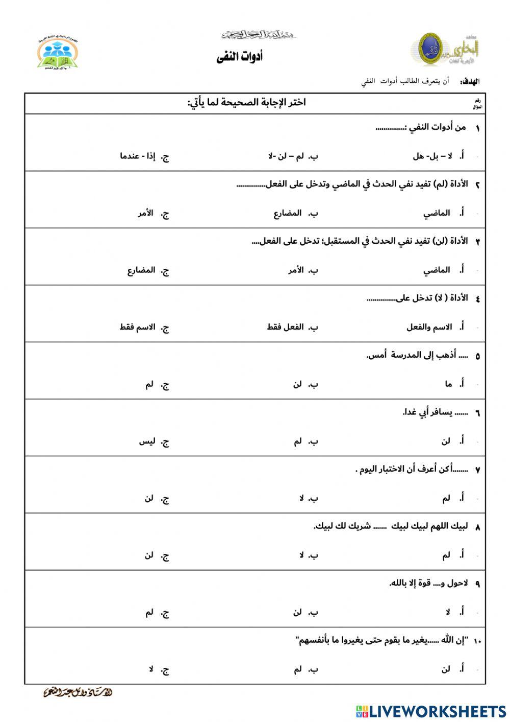 أدوات النفي