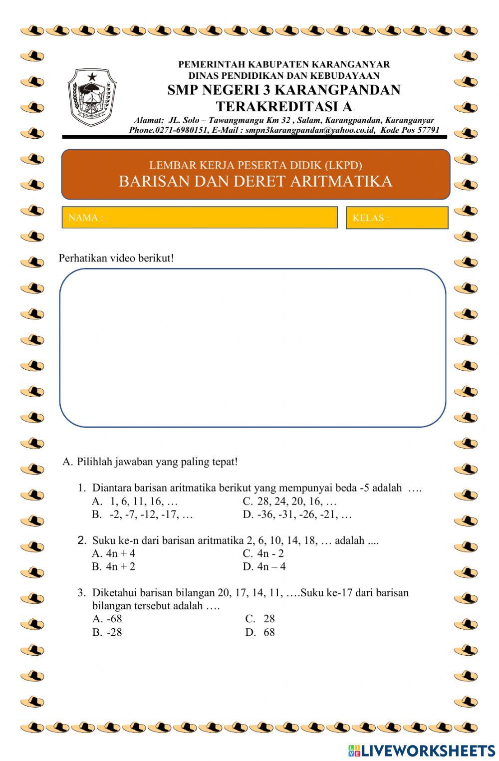 Barisan dan Deret Aritmatika