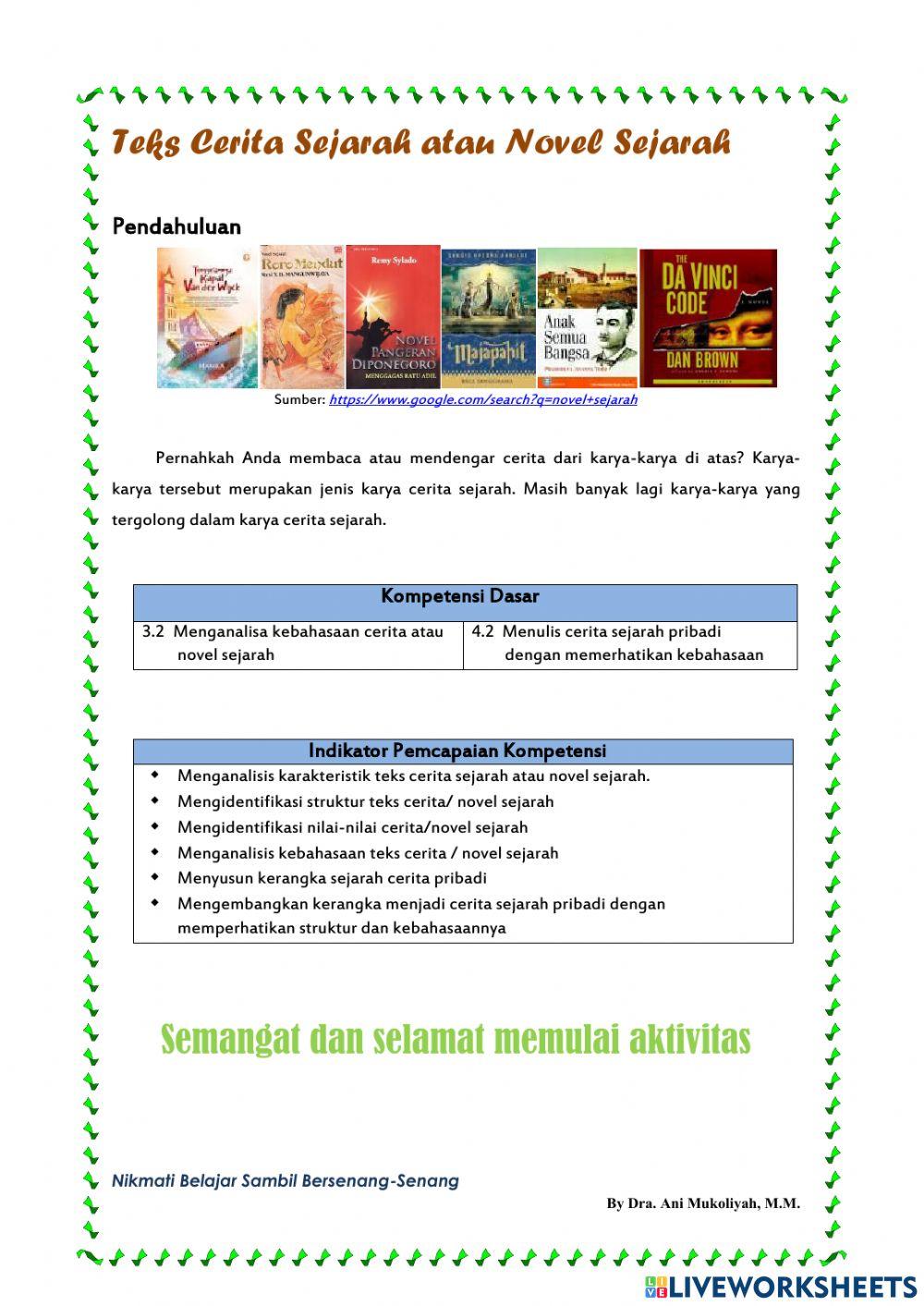Teks Cerita Sejarah atau Novel Sejarah