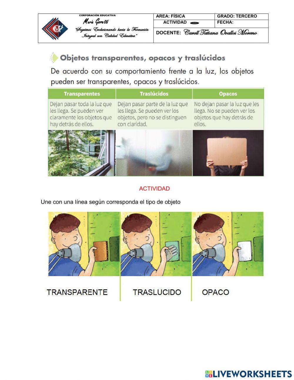 Los objetos y las luz