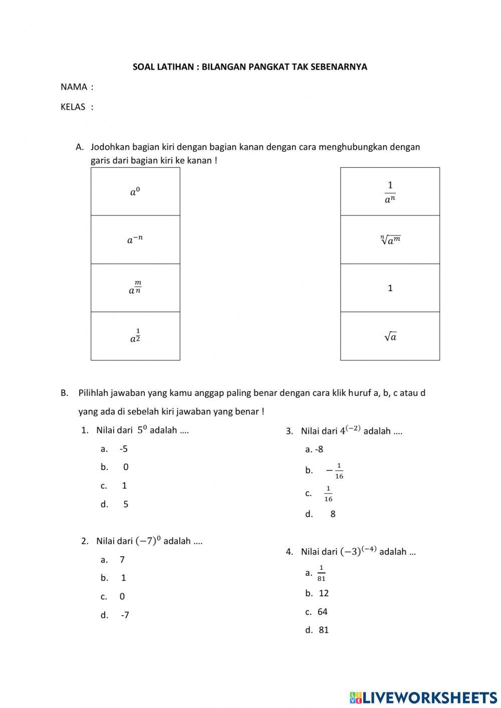 Pangkat tak sebenarnya