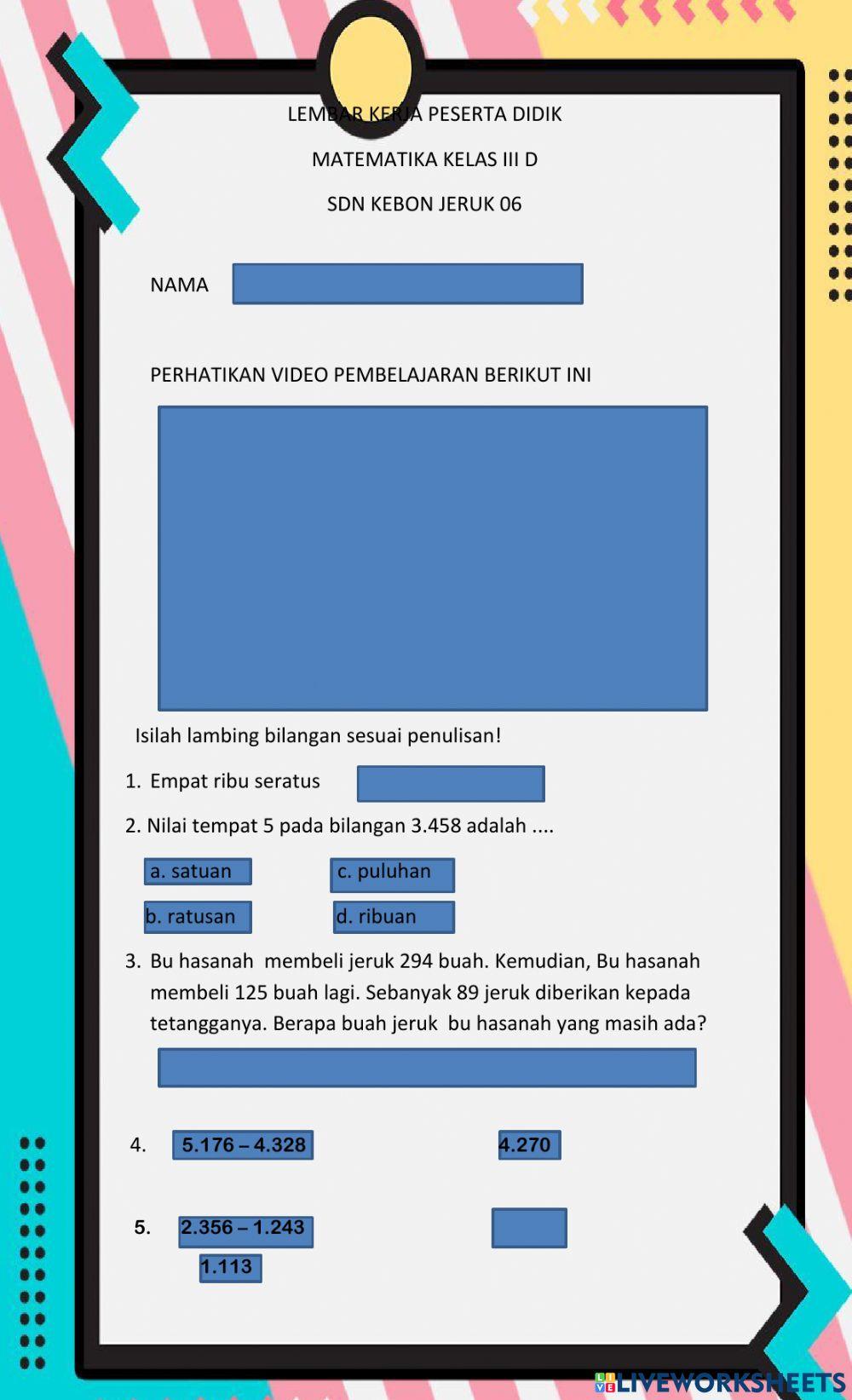 Matematika pengurangan
