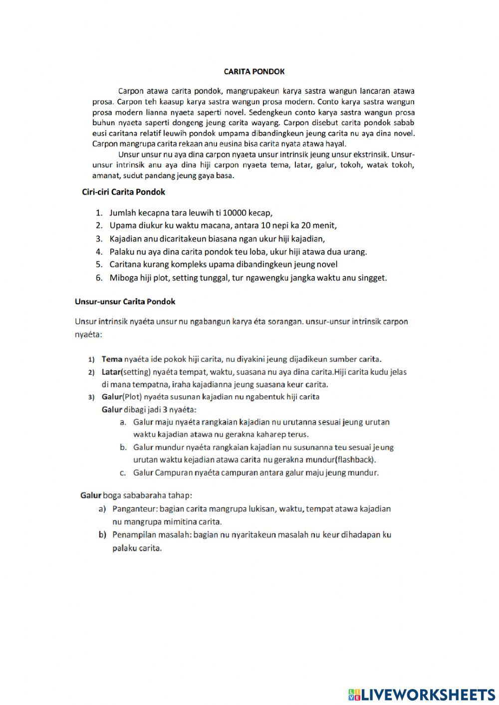 Materi Cerita Pondok