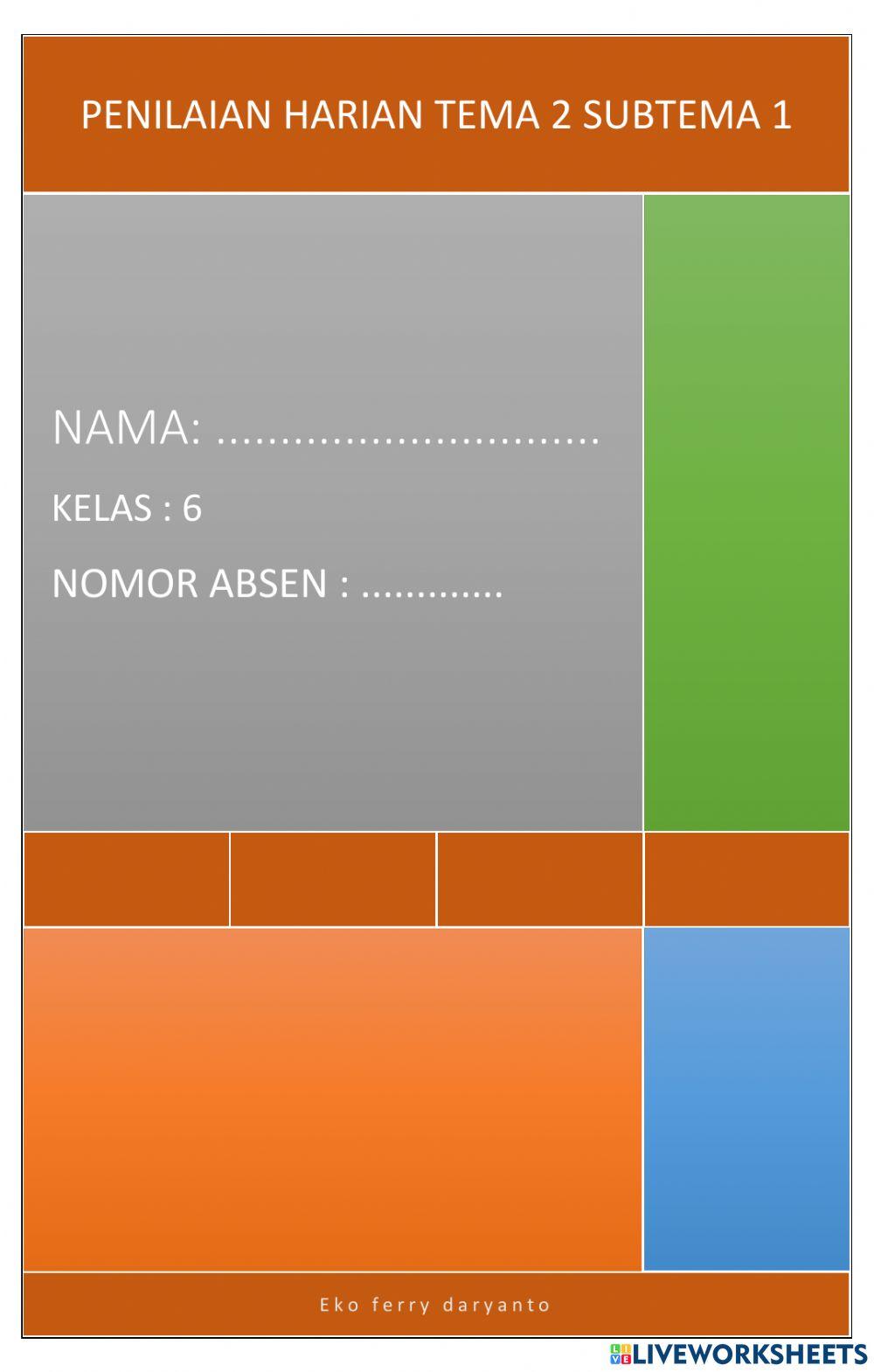 Penilaian Harian Tema 2 Sub 1