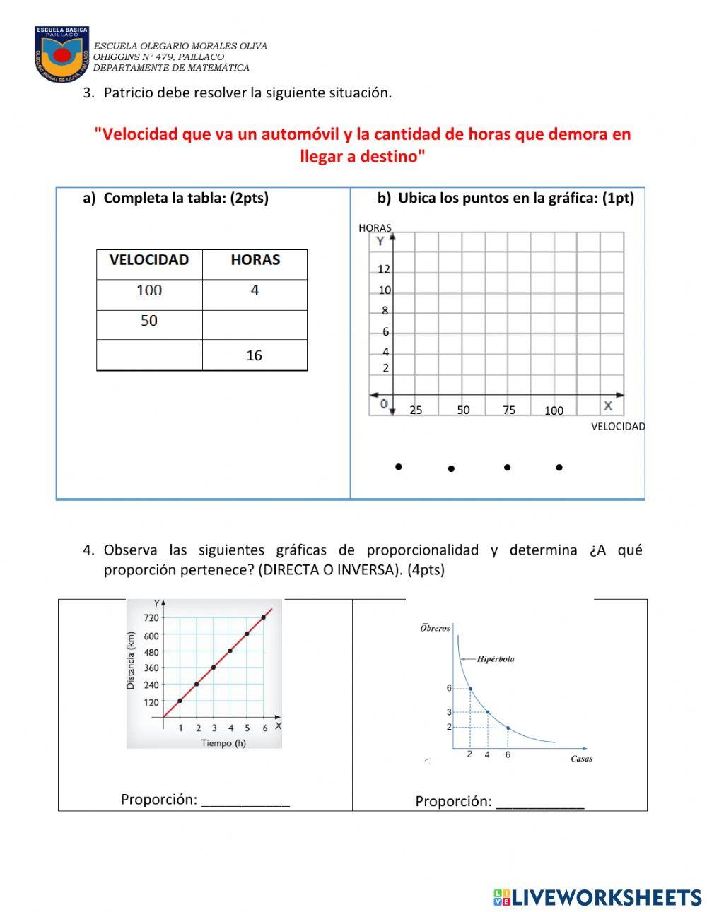 Evaluación proporción directa e inversa