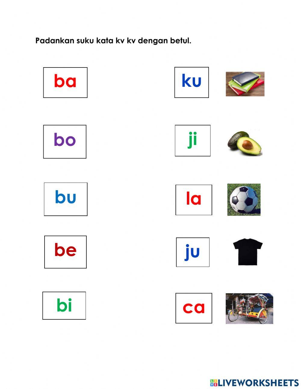 Latihan Suku kata kv kv