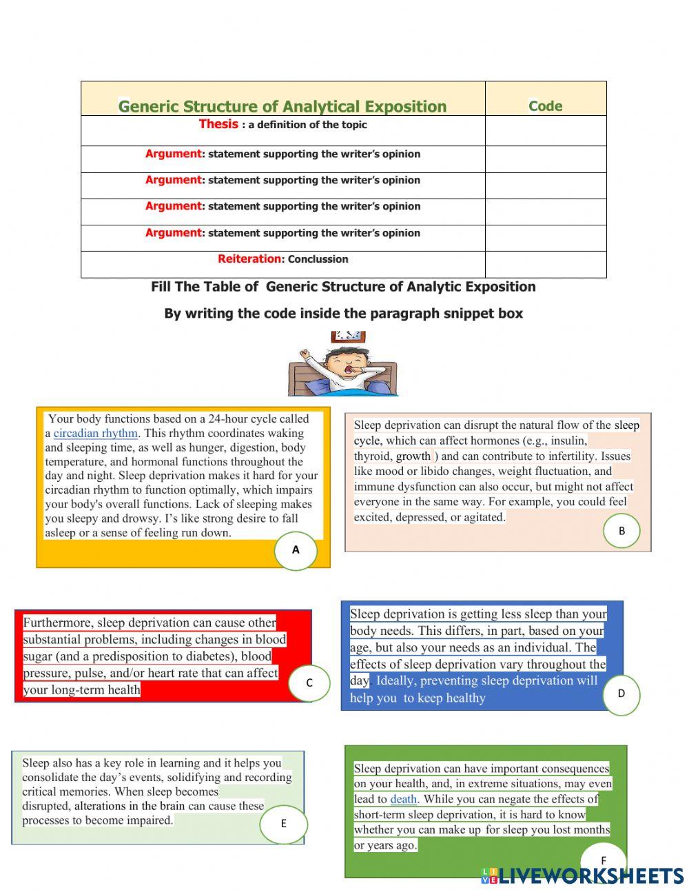 Exercise of generic structure of analytical exposition online exercise