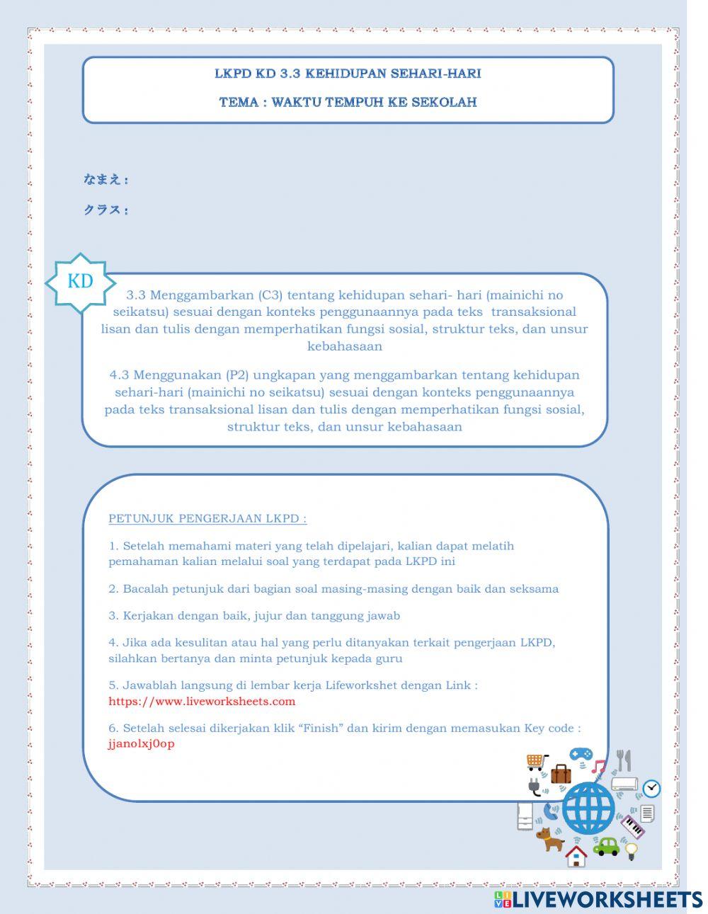 KD 3.3 Waktu tempuh ke sekolah