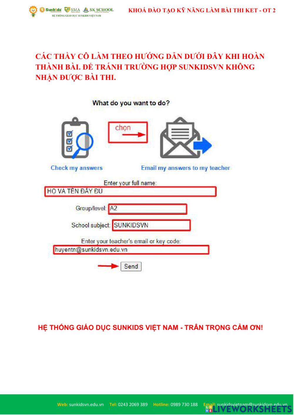 ĐTNQ14B-KET.E.SK -  KHOÁ ĐÀO TẠO KỸ NĂNG LÀM BÀI THI KET(A2 KEY FOR SCHOOL)(KET.E)-Listening