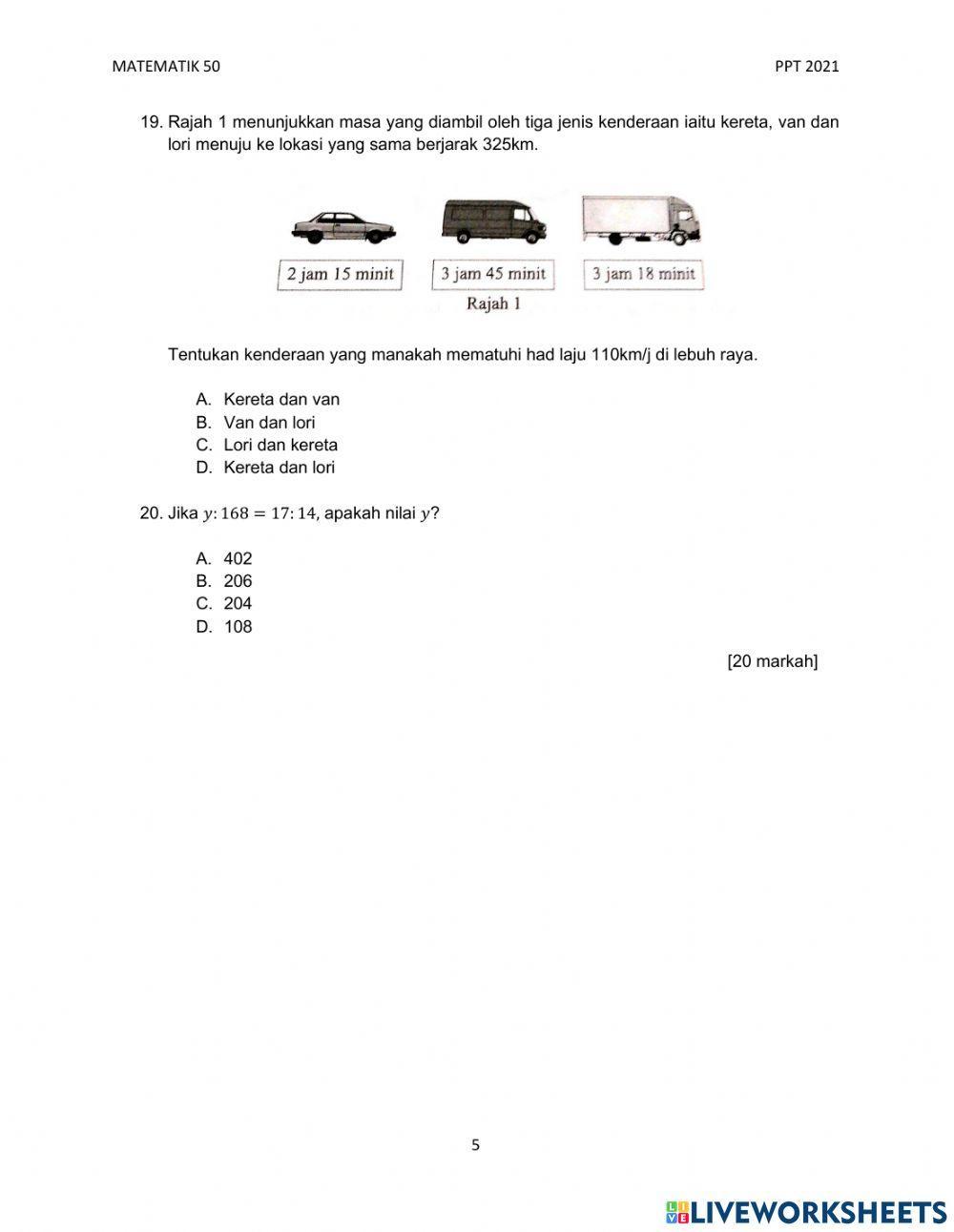 Peperiksaan pertengahan tahun matematik tingkatan 1