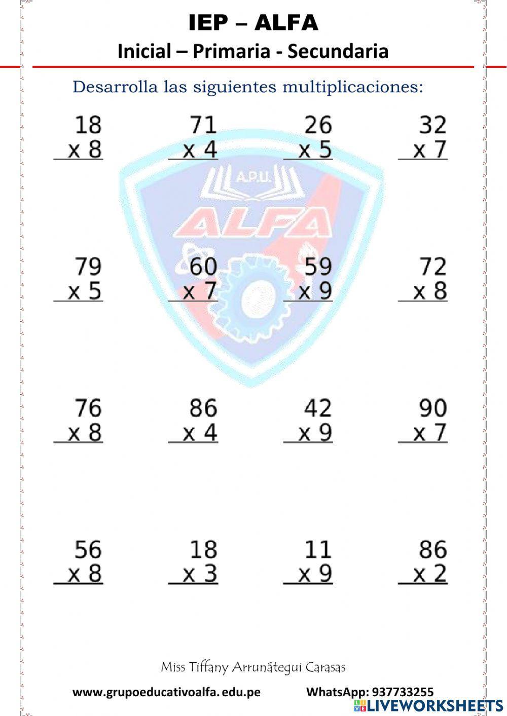 Multiplicaciones llevando y sin llevar