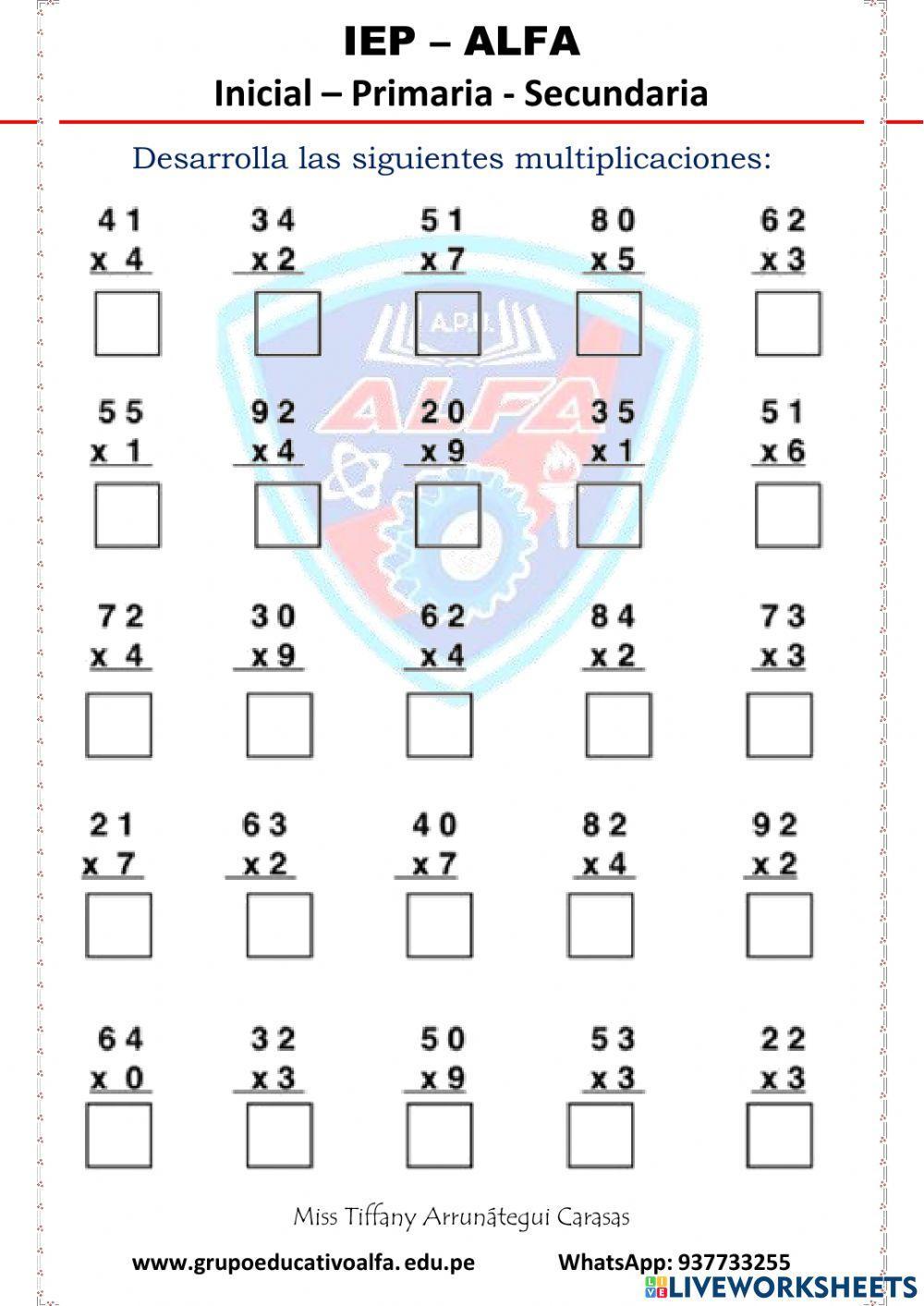 Multiplicaciones llevando y sin llevar
