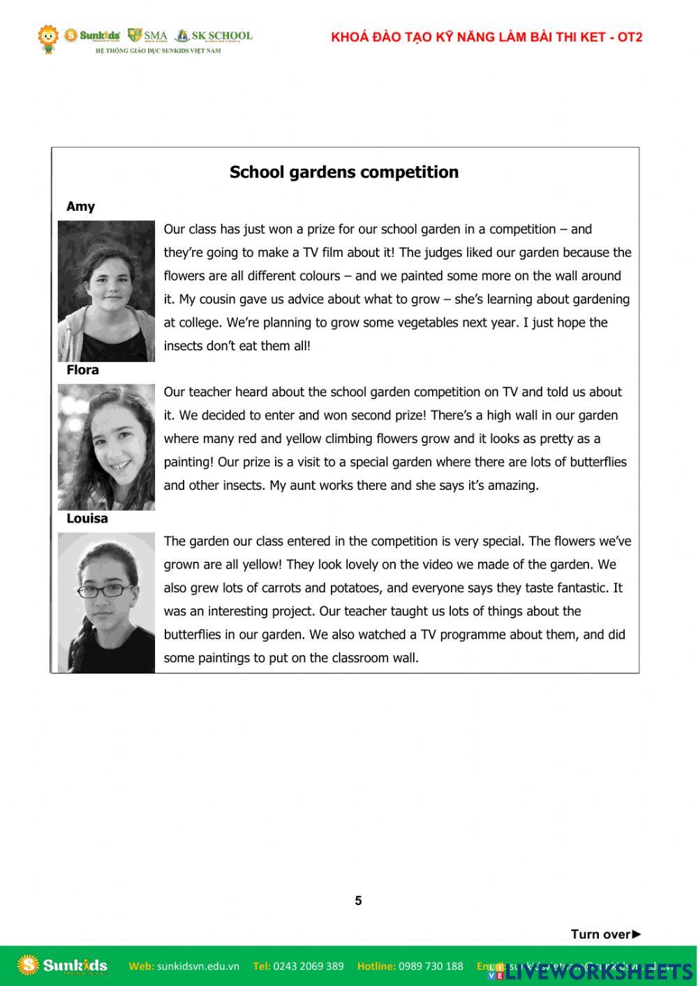 ĐTNQ14B-KET-E.SK- KHOÁ ĐÀO TẠO KỸ NĂNG LÀM BÀI THI KET(A2 KEY FOR SCHOOL)(KET.E)- Reading