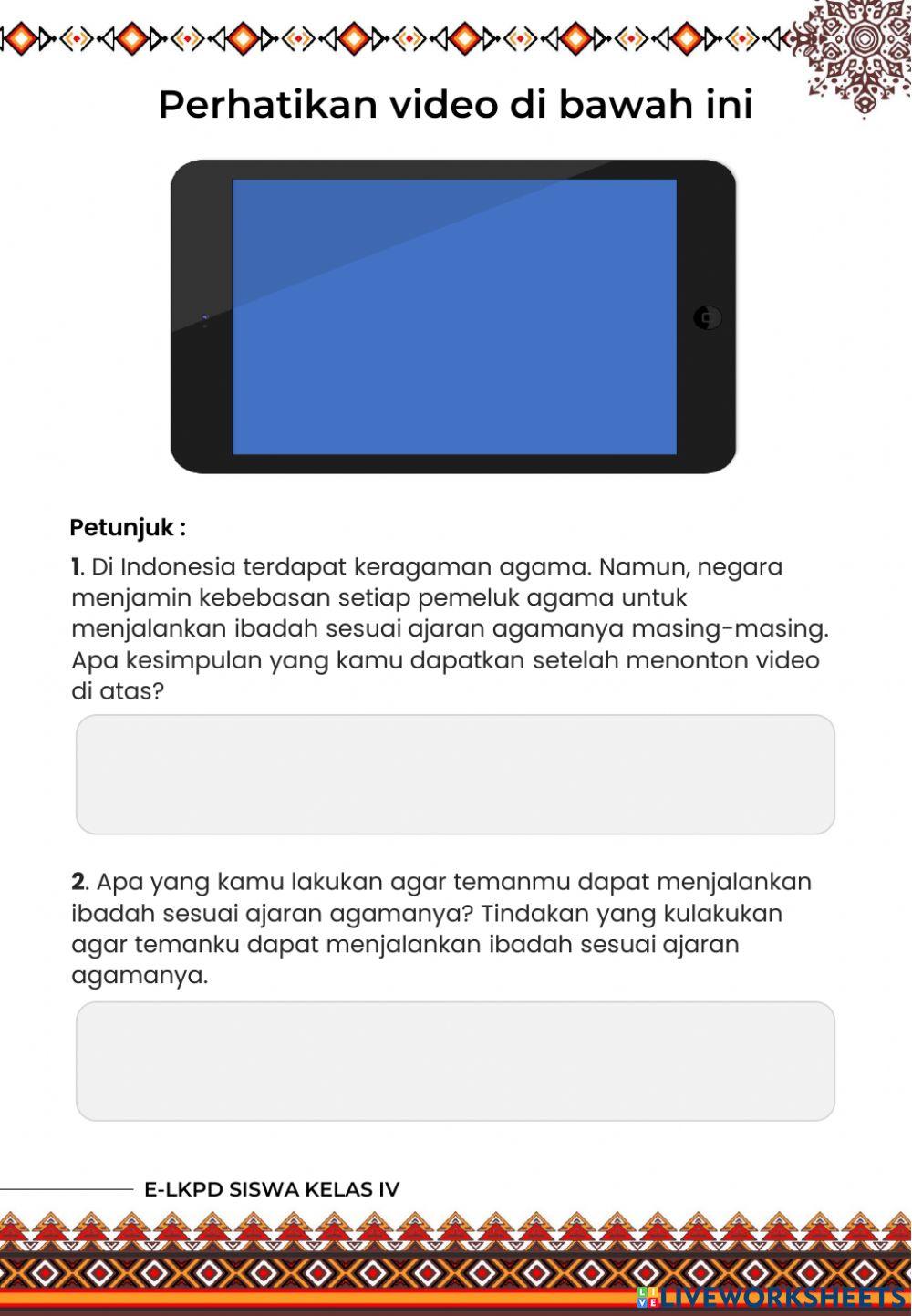 E-LKPD Keberagamaan Budaya Meningkatkan Potensi Toleransi 