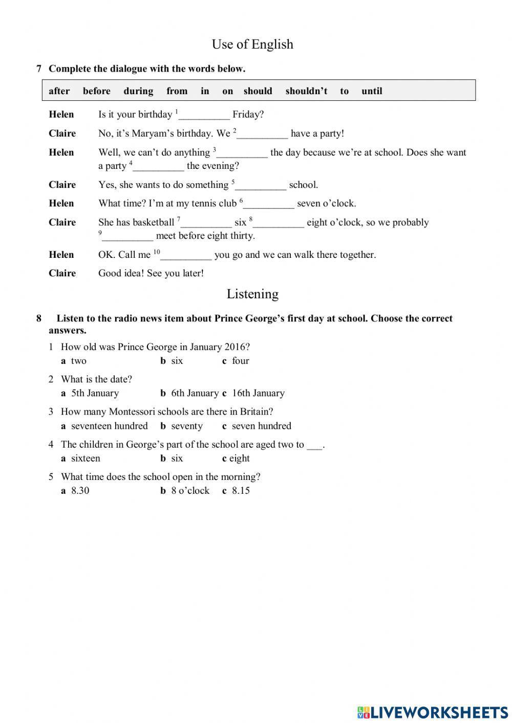 Solutions Elemantary Unit 2 Test