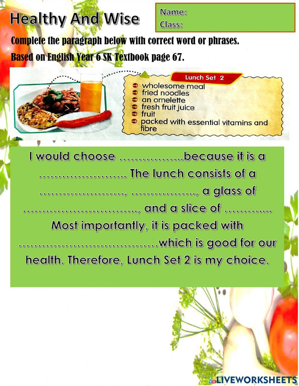 Year 6 Unit 7 Healthy and Wise