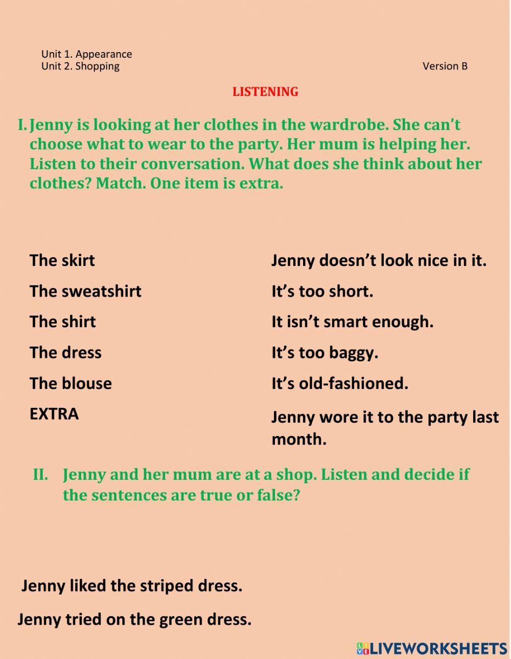 Form 7. Unit 1-2. Listening B