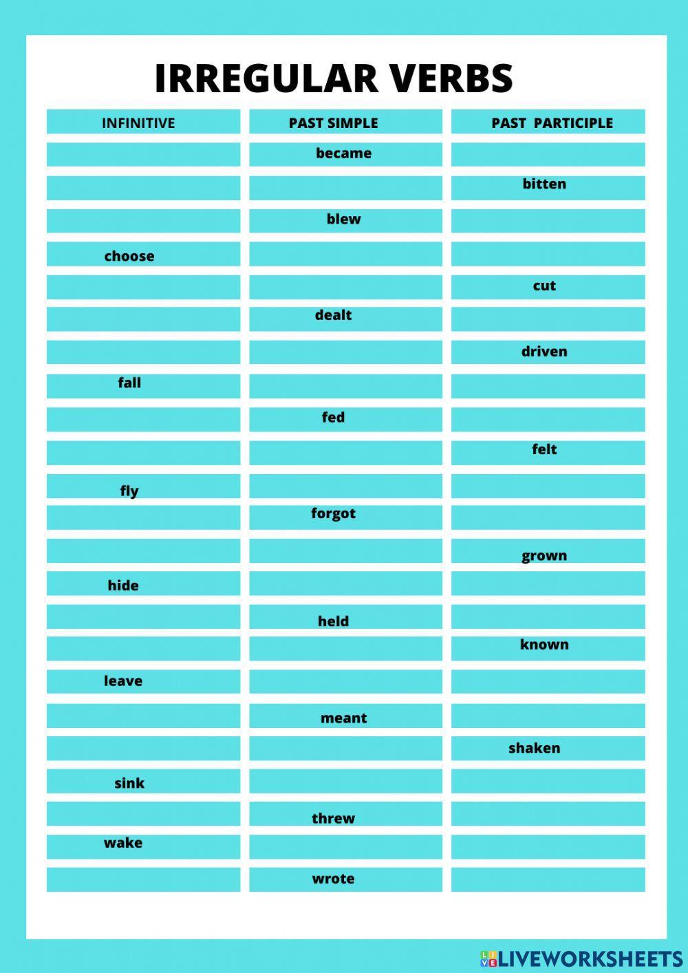 Irregular verbs