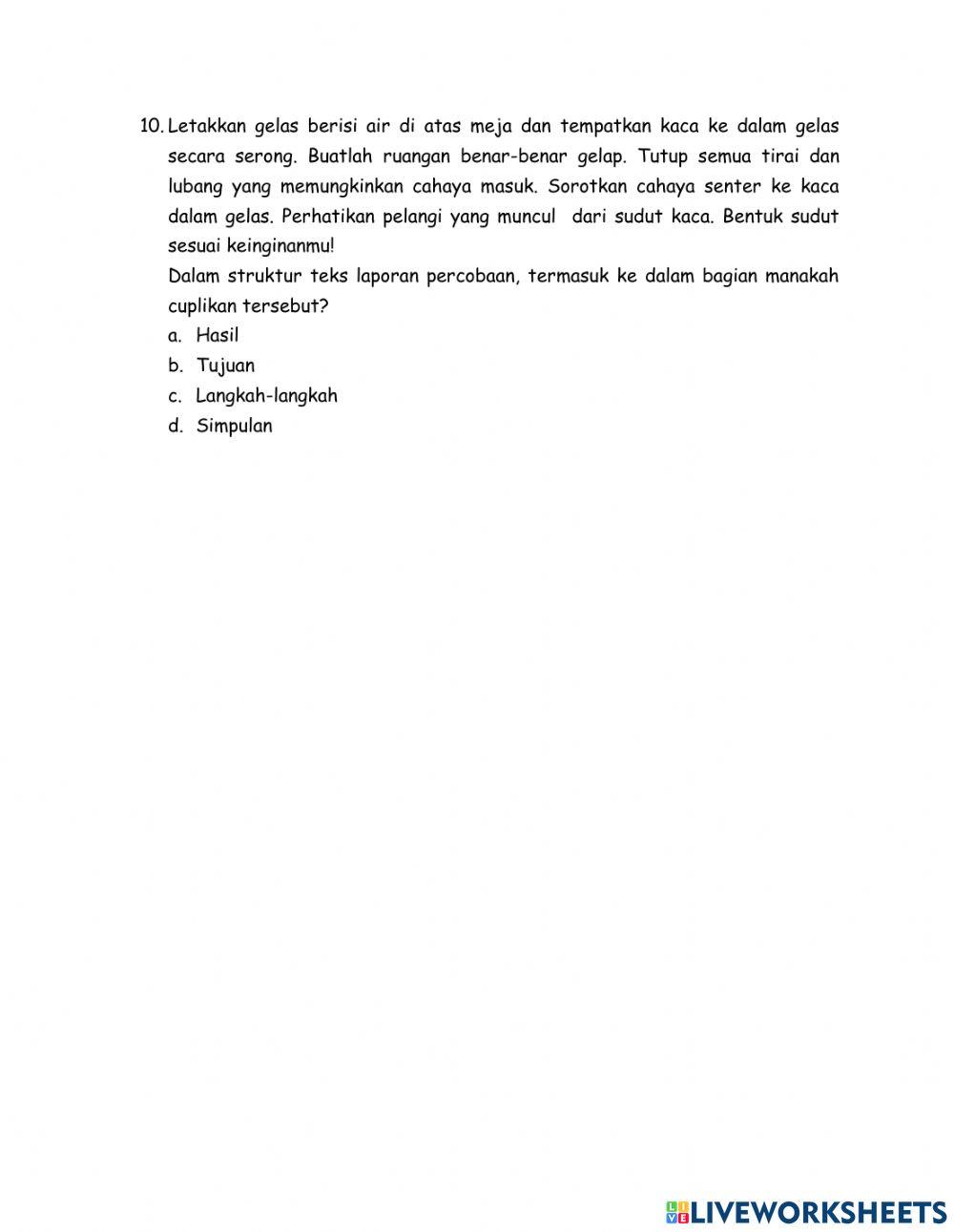 Teks Laporan Percobaan