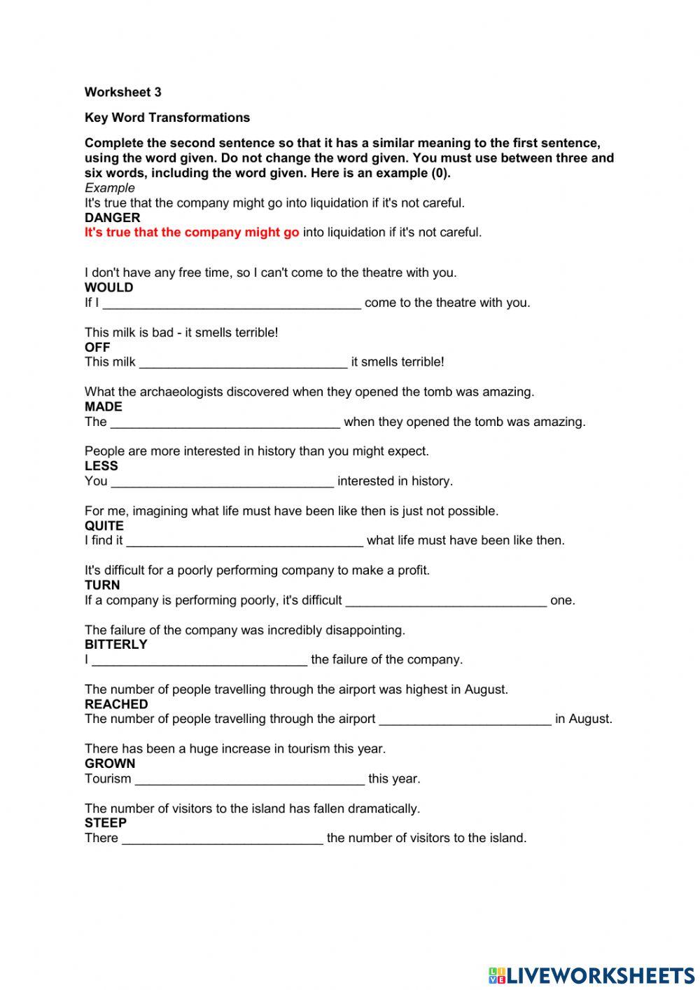 Key Word Transformation 3