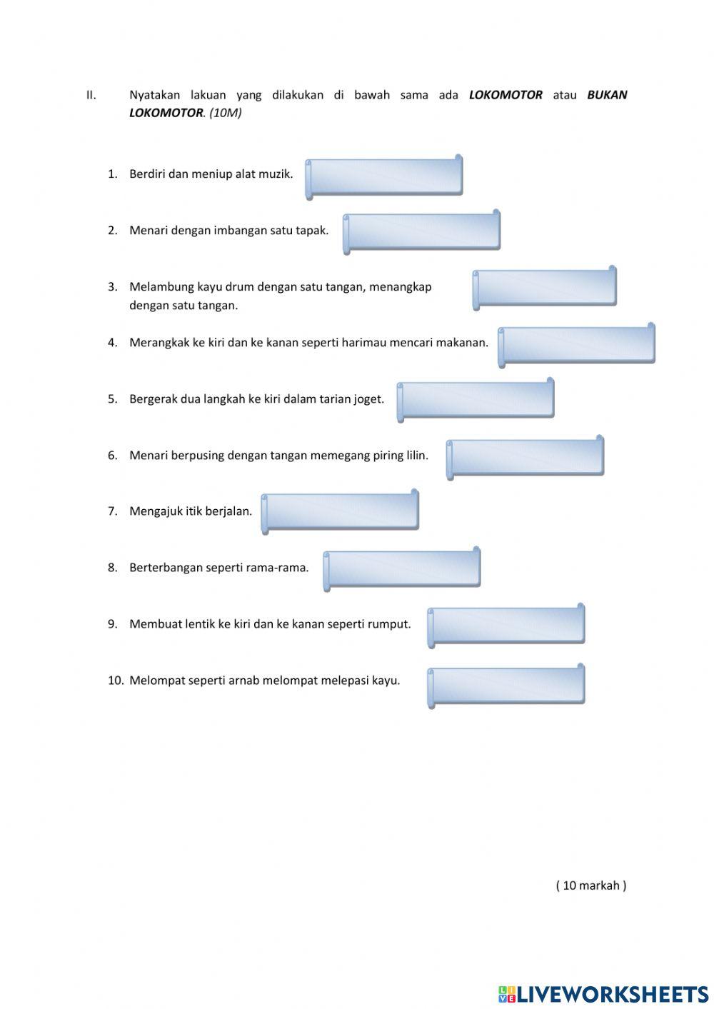 Penilaian Pendidikan Jasmani dan Kesihatan Tahun 1