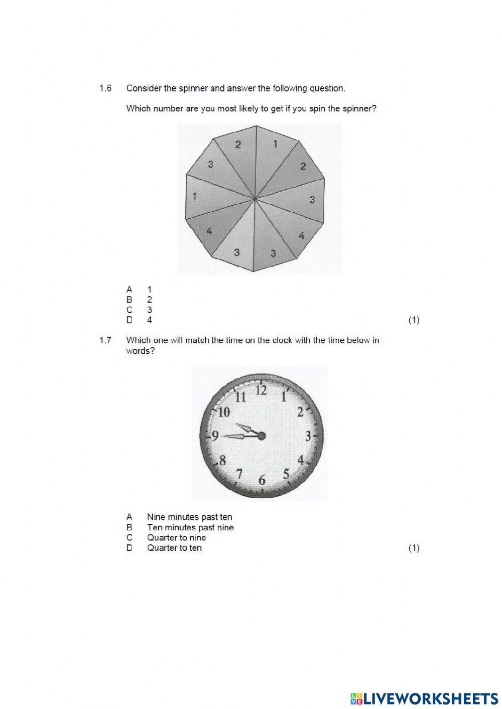 Grade 6 Math exam paper