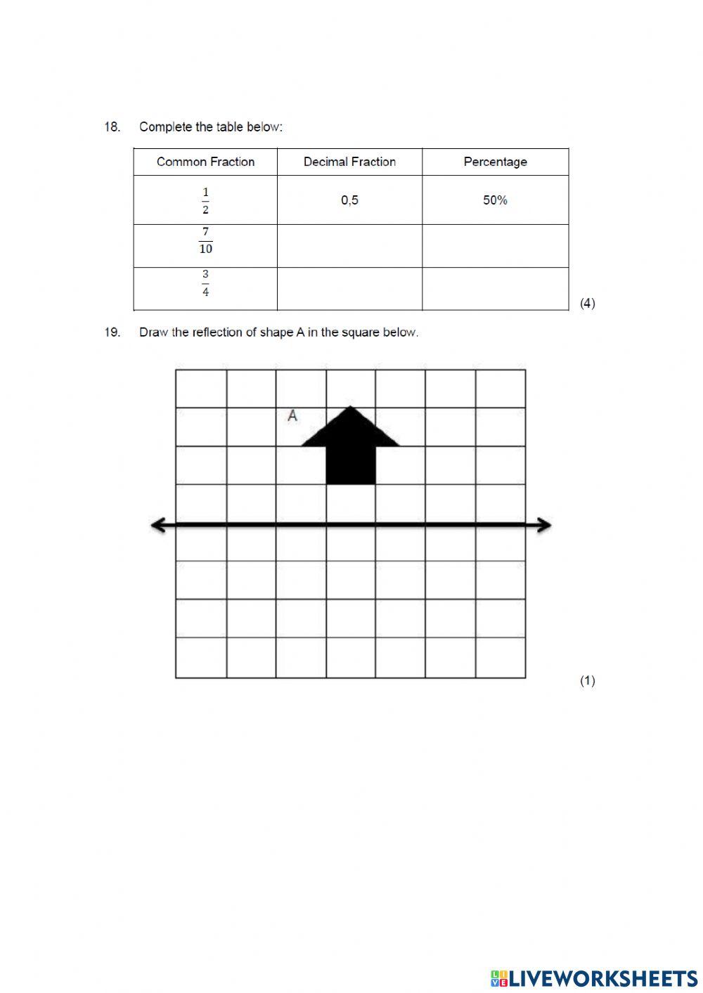 Grade 6 Math exam paper