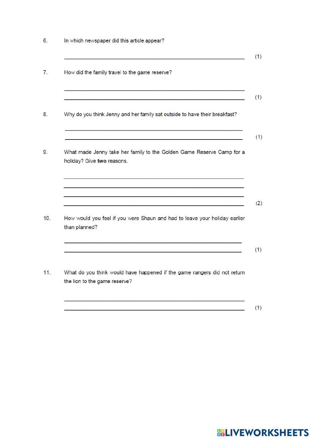 Grade 4 English Grammer exam part 1