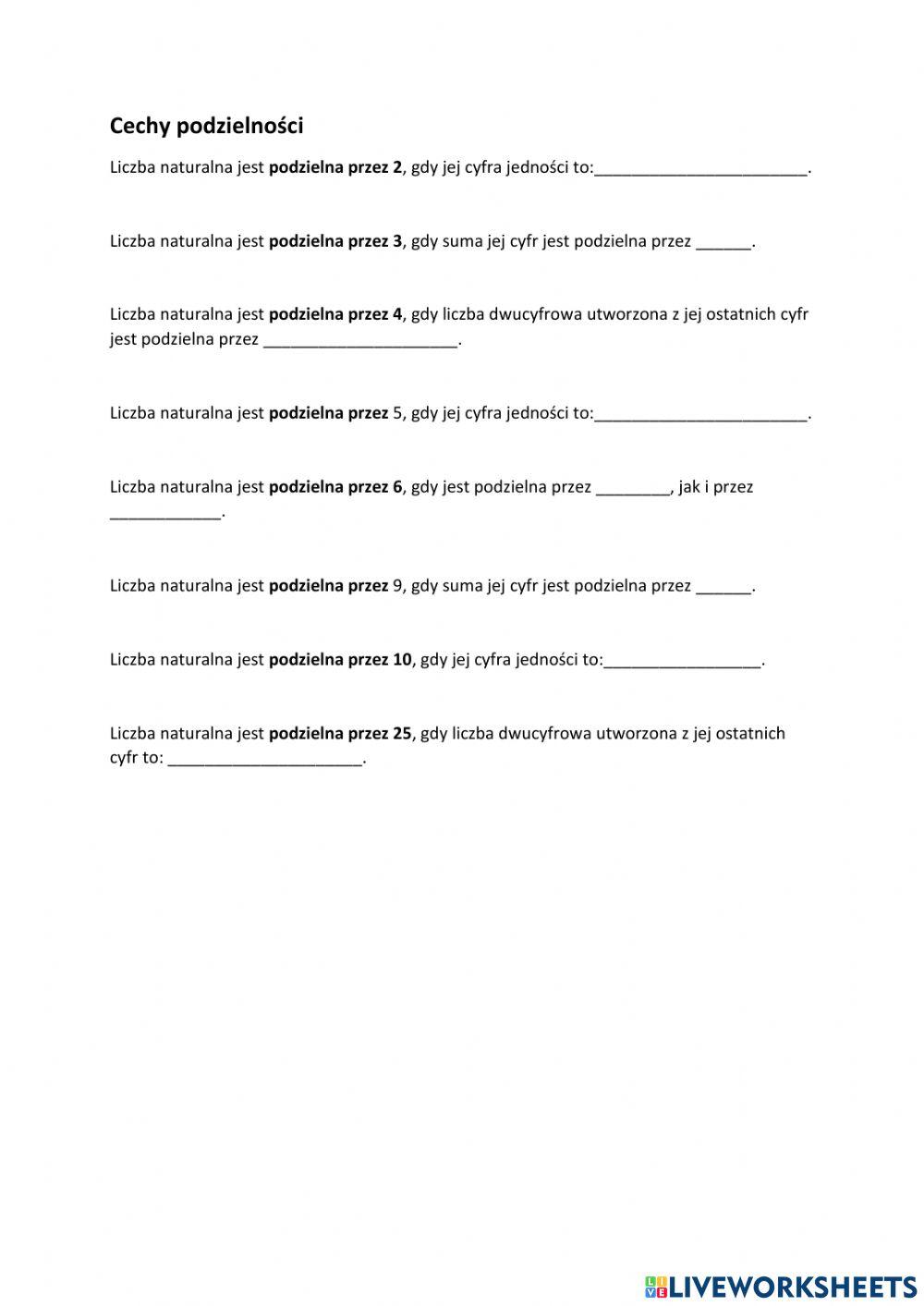 Cechy podzielności