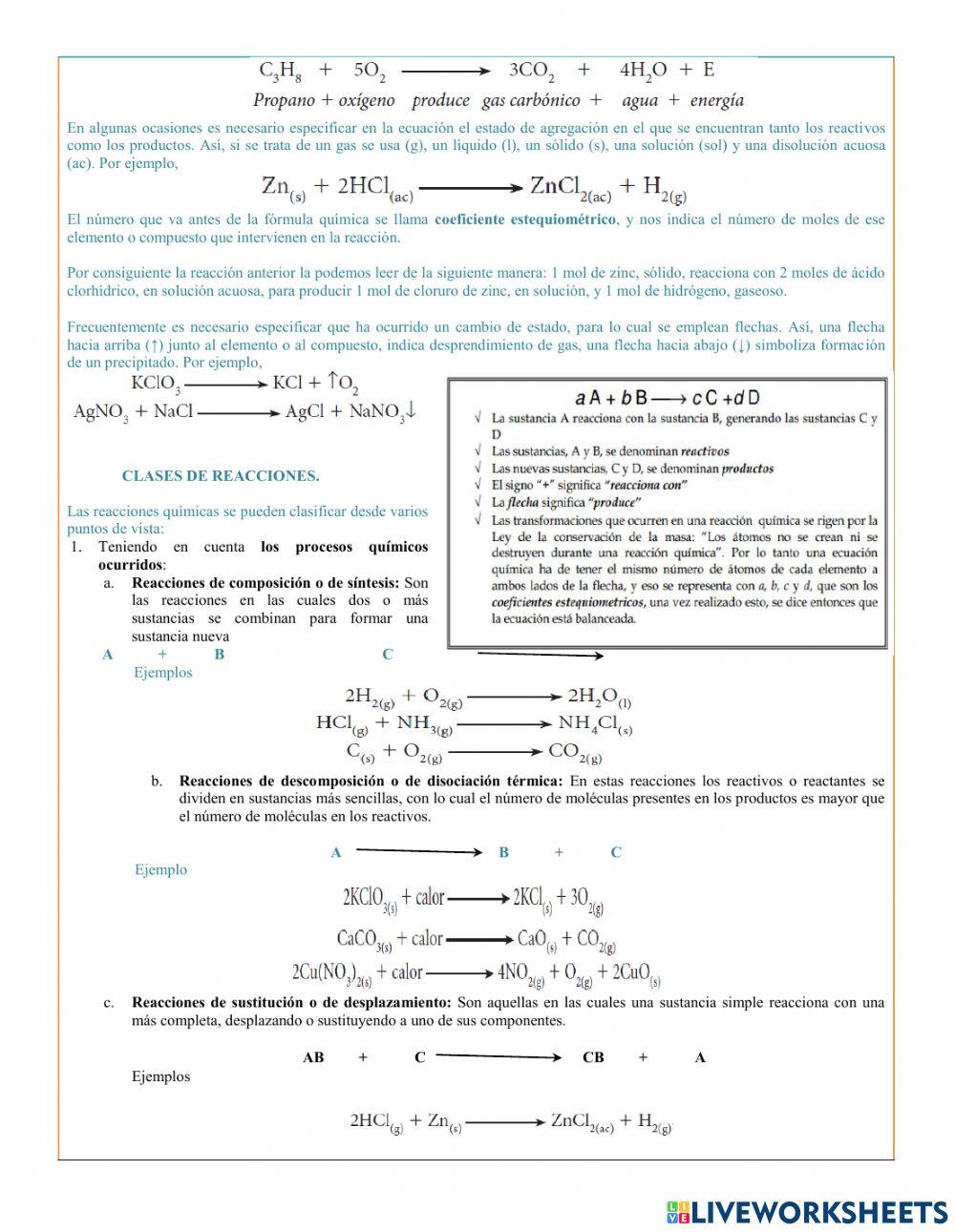 Reacciones y ecuaciones químicas