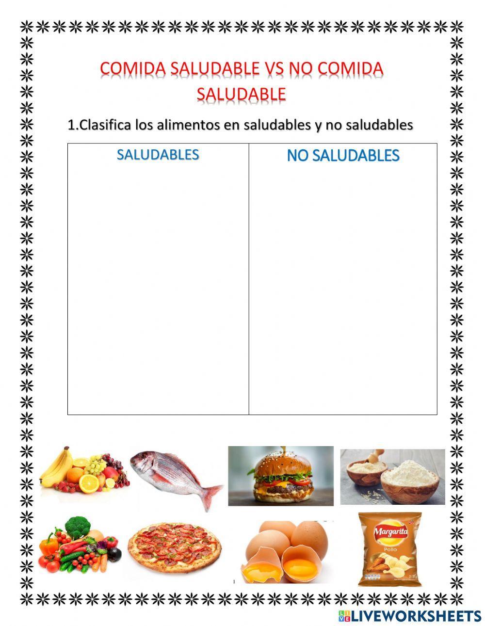 Comida saludable vs no saludable